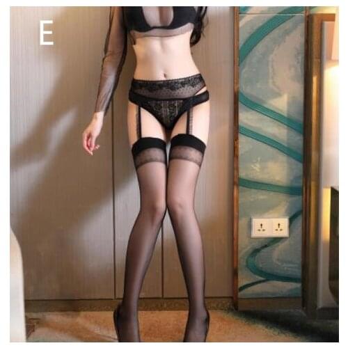 Medias Sexy Lingerie Open Crotch Sexy Garter Pantyhose Lace Top Thigh High Stockings with Garters Lady Intimates Sexy Stockings