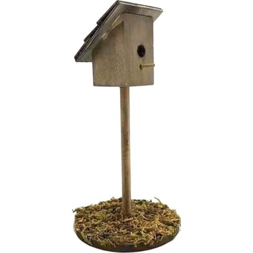 Craft DIY Miniature Wood Bird Nest Birdhouse for 1:12 Scale Doll House Garden Outside Landscape Life Scene Decoration Gift Toys
