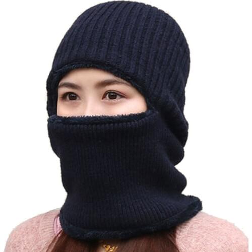 Multi Functional Knit Cap Balaclava Beanie Mask Winter Wool Hats Thick Mask Adult Warm Knitted Windproof Ski Face Mask Cover
