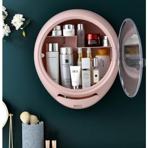 Wall Mounted Make Up Organizer Drawer Type Non Perforated Large Capacity Skin Care Products Lipstick Finishing Shelf