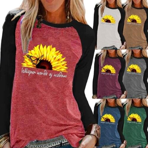 New Women Autumn and Winter Fashion Printing Graphic Elegent Raglan Long Sleeve Round Neck Plus Size Loose Casual Tops XS-5XL