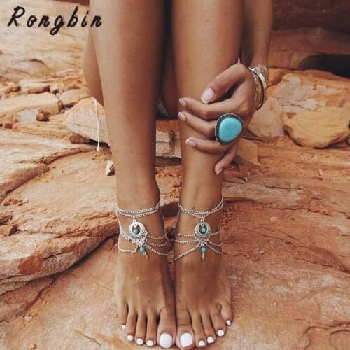 Boho Enkelbandje Halhal Anklet women ankle Bracelet Cheville Silver plated Foot Chain Jewelry femme Pulseras tobilleras Mujer