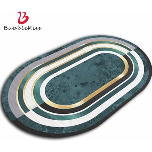 Bubble Kiss Oval Carpet For Home Living Room Light Luxury Creativity Gold Line Pattern Floor Mat Home Geometry Bedroom Area Rugs