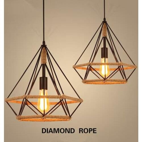 Pendant Hemp rope lamp nostalgic Hanging Drop lamp American country bar bar bed and breakfast restaurant industrial style