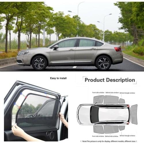 For Citroen C5 2015 Car Full Side Windows Magnetic Sun Shade UV Protection Ray Blocking Mesh Visor Car Decoration Accessories