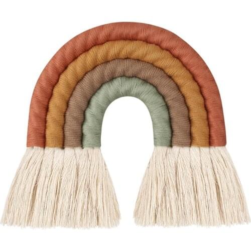 Rainbow Wall Hanging Ornament Handmade Weaving Macrame Home Decoration for Nursery Kids Room Art Craft X7XD