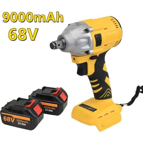 68V 9000mAh Brushless Cordless Impact Wrench Drilling 2 Li-Ion Battery Charger Drilling Impact Electric Drill Power Tools