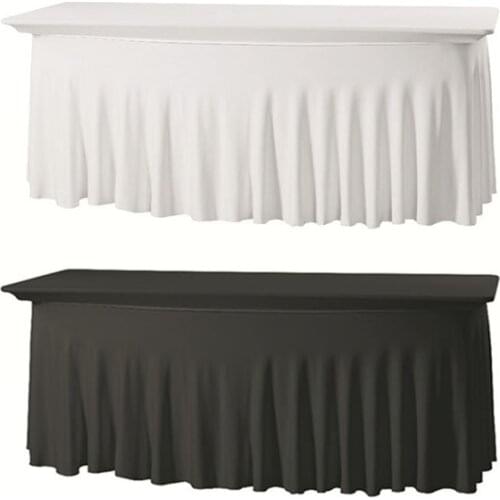 10PCS/Lot Fluttering Rectangular Stretch Lycra Spandex Tablecloth Long Bar Skirt Table Cloth For Hotel Banquet Wedding Party