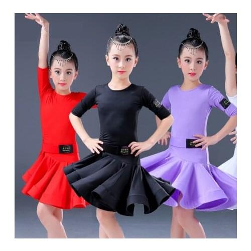 Modern girl latin dance dress for children girls samba competition ballroom kids tango salsa dancewear practice wear cha cha
