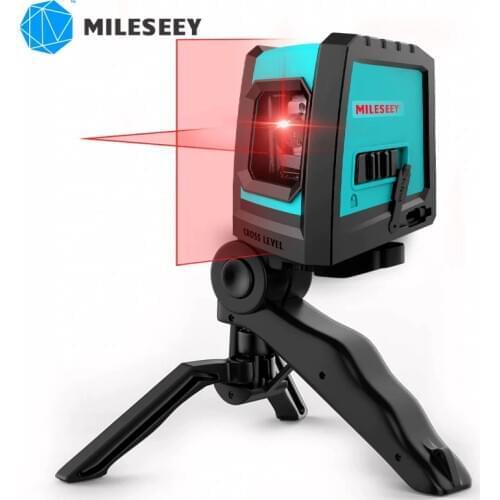 Mileseey L52R Laser Level Green/Red 2 Lines Self-Leveling Professional Vertical Cross level measuring tool with Tripod