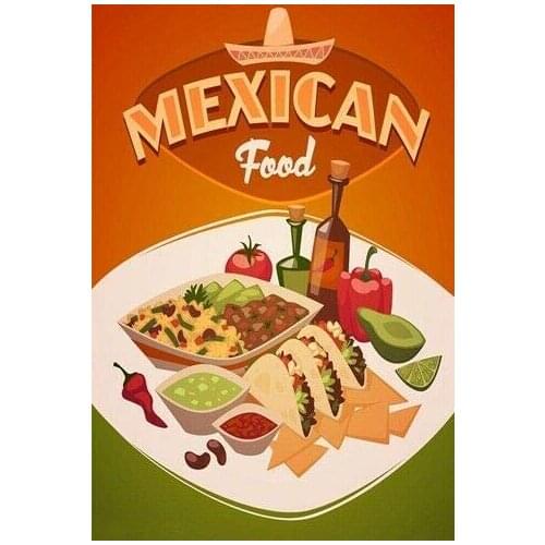 Retro Vintage Metal Sign Mexican Food Home Bar Kitchen Restaurant Wall Hanging Decor Signs 12x8inch