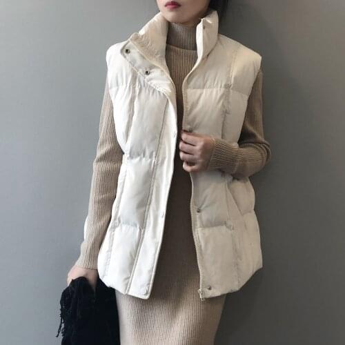 Women Warm Cotton Down Slim Waist Tops Loose Vest Chaleco Mujer Gilet Casaco Feminino Women Vest Coat Stand Collar Winter