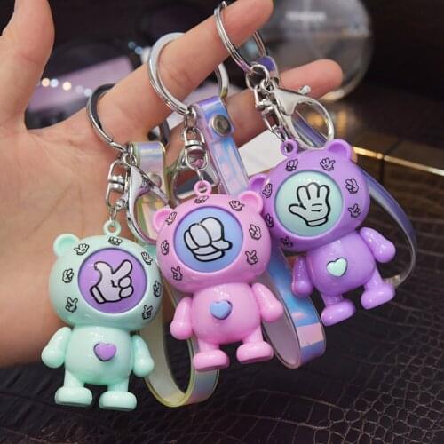 Keychain Guessing Bear Rock Paper Scissors Pendant Keychain Fair Showdown Gifts Color Key Ring Fun Novelty Interactive Toy 1pcs