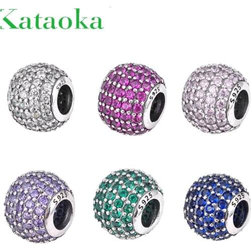 100% Genuine 925 Sterling Silver sparking charm CZ Beads Fit Original European Charms DIY Bracelet Jewelry making