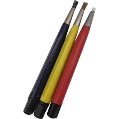 3pcs/set Fiberglass Brass Steel Scratch Brush Pen Polish Watch Rust Dirt Remover