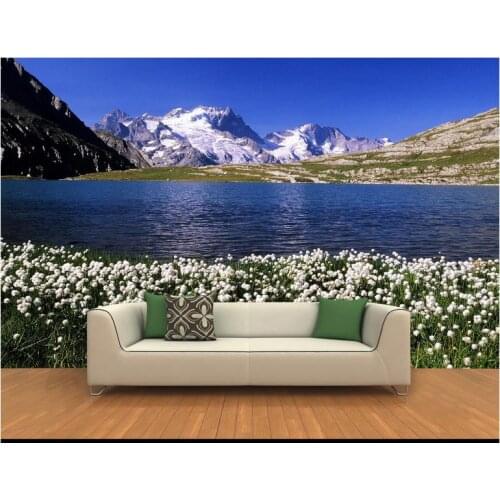 Customized 3d photo wallpaper for walls 3 d wall murals hd flowers landscape lake scenery background wall painting home decor