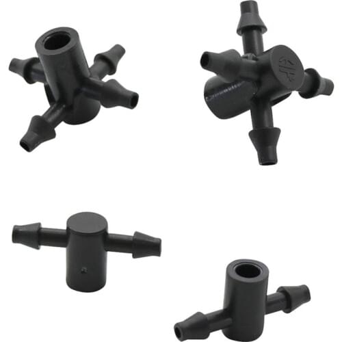 4-ways, 2-ways barb Connector Greenhouses Drip irrigation system water Splitter Gardens dripper Pipe Fittings 100 Pcs