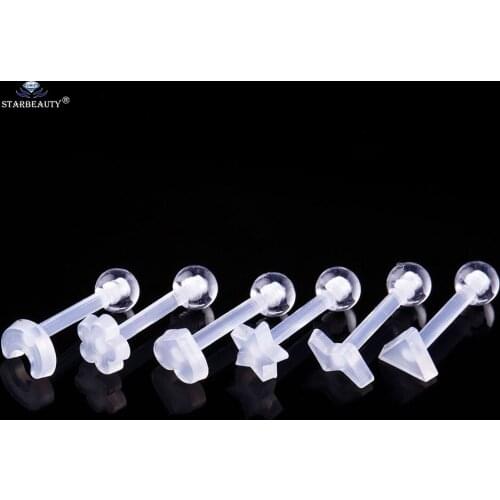 6pcs Clear Acrylic Stud Earring 1.2x8mm Star Heart Moon Ear Piercing Helix Piercing Tragus Cartilage Earrings for Women Jewelry