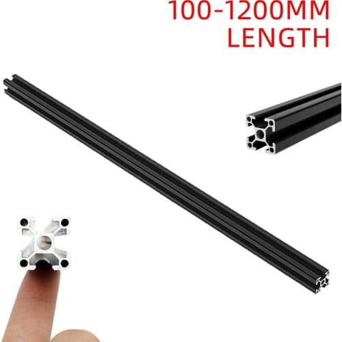 1pc Black 100-1200mm 2020 T-slot Aluminum Extrusions Aluminum Profiles Frame for CNC Laser Engraving Machine