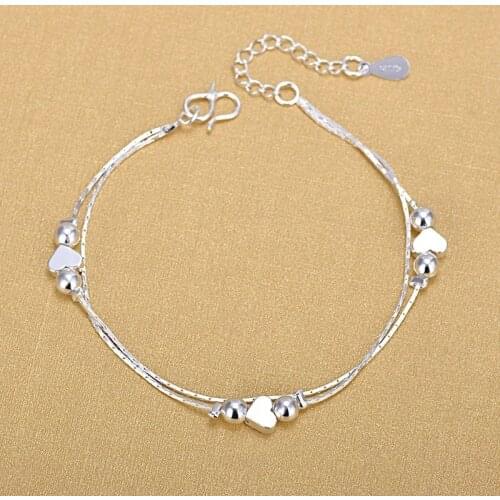 Silver Anklets 925 Fashion Silver Jewelry Chain Anklet for Women Girls Friend Foot Barefoot Sandals Beach Leg Jewelry Gift