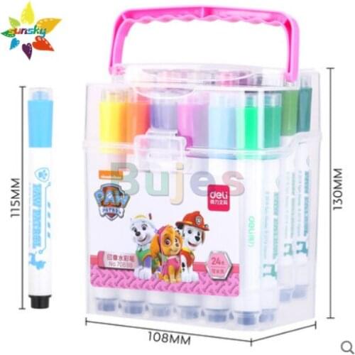 Deli 12/24/36 color Seal watercolor pen student childrens painting graffiti set safety non-toxic drawing art supplies