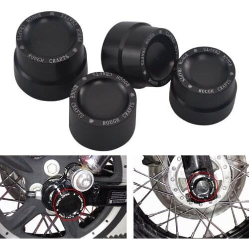 For Harley Sportster XL883 XL1200 Motorcycle Anodized Black Aluminum Rough Craft Carving Front And Rear Axle Nut Cover Cap