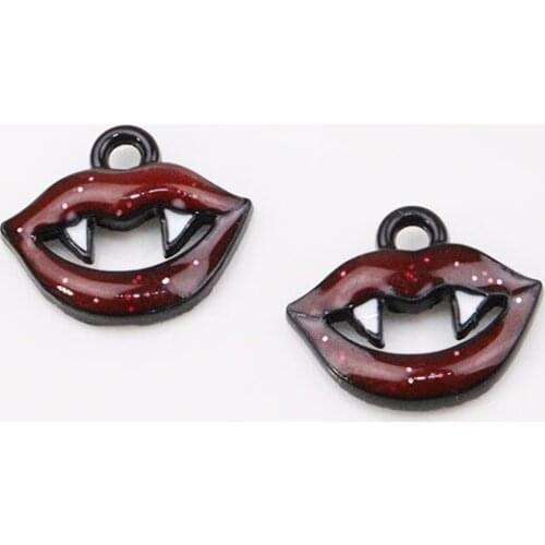 Eruifa Nice 10pcs 13*8mm Mini Mouth Vampire Epoxy Wholesales necklace,earring bracelet jewelry DIY handmade 3 colors
