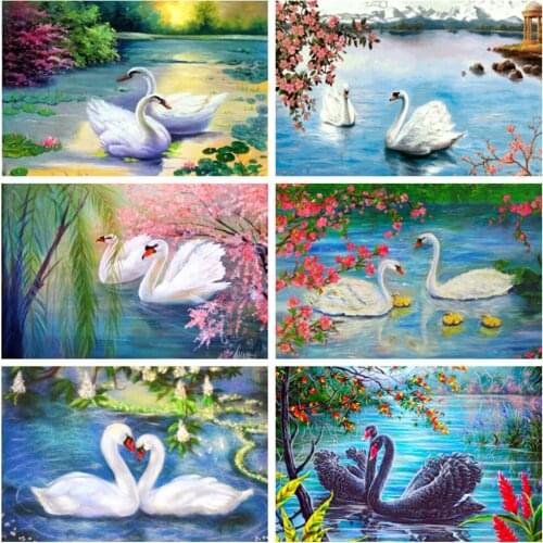 EverShine 5D DIY Diamond Painting Swan Cross Stitch Diamond Embroidery Animal Picture Rhinestones Flower Needlework Home Decor
