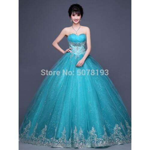 Blue sweetheart strapless drap ball-gown floor-length tulle Quinceanera Dresses/gown appliques&beaded&bow lace-up free shipping