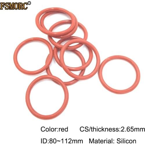 ID 80 82.5 85 87.5 90 92.5 95 97.5 100 103 106 109 112mm*2.65mm Thickness white and red silicon o-rings Food Grade Seals gasket