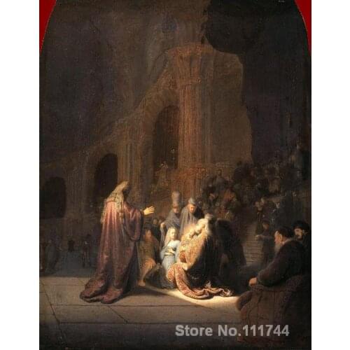 Paintings by Rembrandt van Rijn Simeon in the Temple Canvas art High quality Hand painted