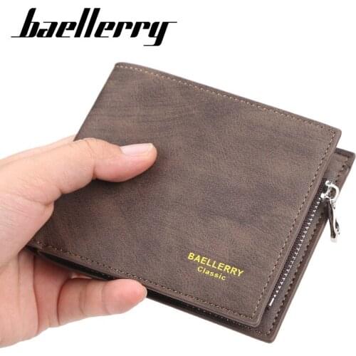 Baellerry Korean Version Men Short Purse Solid Color Leather Horizontal Male Wallet Coin Pocket Multi-function Bag Money Holder