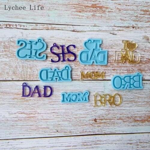 Lychee Life Dad Mom Key Pendant Printed Mold Silicone Resin Epoxy Molud Craft DIY Necklace Jewelry Pendant Polymer Clay