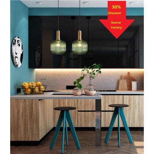 Chandelier Kitchen Lamp Glass/ Smoke Glass Postmodern Loft Dinner Glass Concise Electroplated Glass Living Room Bar Green /amber