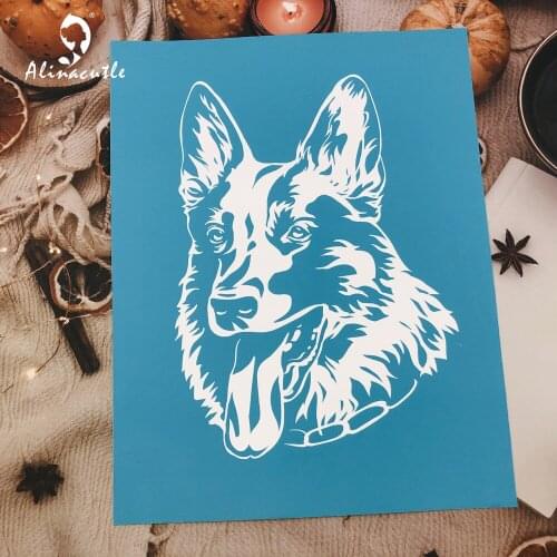 8.5 X 11" Alsatian Dog Reusable Self- Adhesive Silk Screen Stencils For Home Decoration T-Shirt Bag Pillow DIY Transfers Film