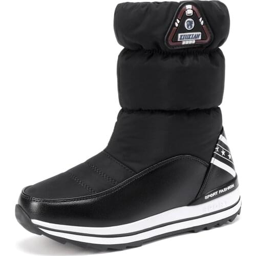 Winter slip-on mother and daughter snow boots Comfort non-slip waterproof women ankle boots Platform warm female cotton shoes