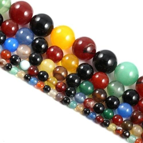 Natural Stone Beads Mixed Color Agat Stone Loose Spacer Exquisite Beaded for Jewelry Making DIY Bracelet Necklace Accessories