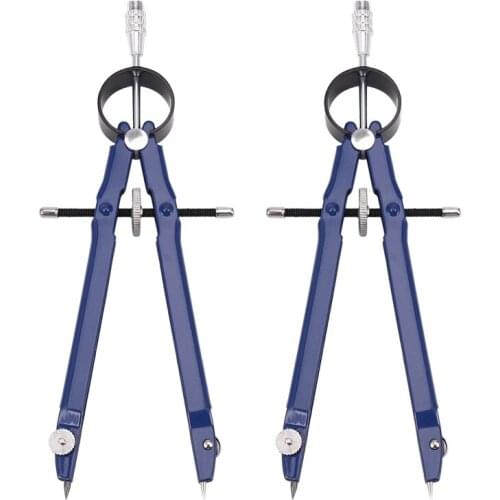 New-2 Pack Drafting Compass with Lock Math Bow Compass Drawing Metal Compass with Wheel Geometry Compass Bow Divider Precision S