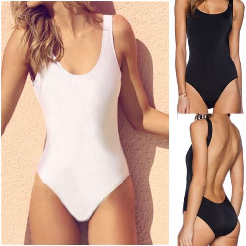 2019 New Style Fashion Hot One Piece Sexy Backless Solid Bikini Womens Swimwear Swimsuit Bathing Suit