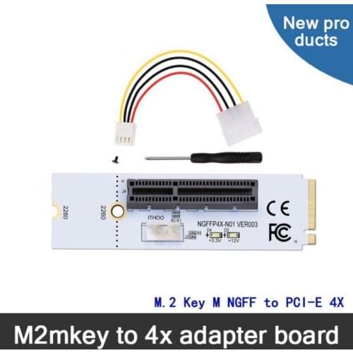 NGFF M.2 To PCI-E 4X Riser Card M2 Key M To PCIe X4 Transfer Adapter With LED Voltage Indicator For GPU Miner Mining 2021 NEW