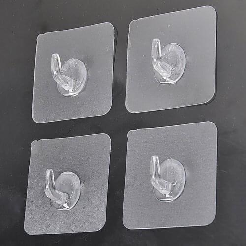 Self Adhesive Hook Transparent Strong Sticking Door Wall Hangers Seamless Socket Storage Holder Sucker for Kitchen Bathroom