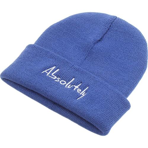 Women Beanie Hat Ladies Winter Knit Cap with Texts Yellow Black Blue Beige Pink