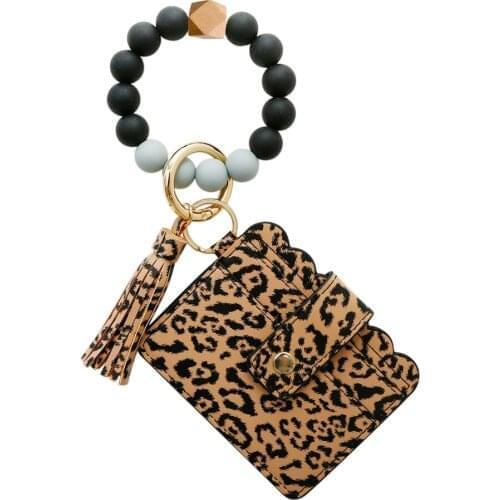 Silicone Bead Bracelet Keychain Card Bag Bracelet Key Ring With Card Holder Durable and Portable d88