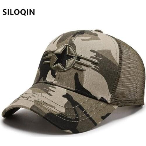 SILOQIN Snapback Cap Summer Mens Mesh Cap Breathable Baseball Caps Male Bone Camouflage Hat Adjustable Size Casual Sports Cap