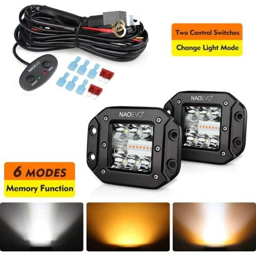 NAO LED Light bar Strobe Modes Work Light 12V 24V 2 Color 6 Lighting 4x4 Accessories Off road For Car SUV Trucks Auto Fog Lamp