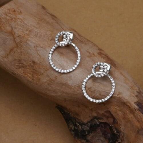 Micro Pave Zircon Front and Back Circle Stud Earrings for Women 2021 New Jewelry Delicate Earings Wholesale