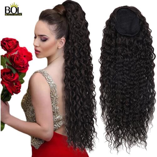 Beauty On Line 24Inch 60CM Chip-In Ponytail Hair Extension Kinky Curly Long Synthetic Wrap Around Fake Ponytail Curly Pony Tail