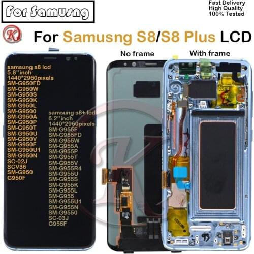 For Samsung Galaxy S8 Plus LCD Display With Frame Touch Panel Screen Digitizer for Samsung s8 s8+ SM-G950F SM-G955F lcd pantalla