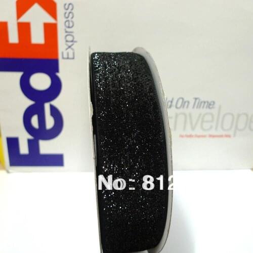 1-1/2'' 38mm #08 Black Glitter Metallic Velvet Ribbon