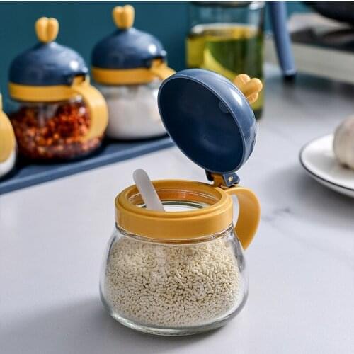 1 Set Seasoning Box Salt Seasoning Container Pepper Spice Shaker Moisture-proof Glass Four-compartment Seasoning Bottle Jars